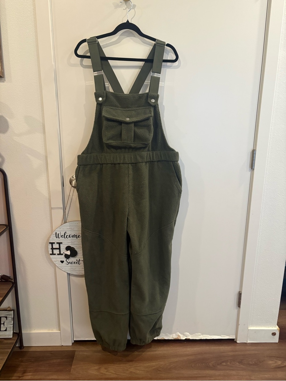 Olive Green Women's Overalls with Front Bib Pocket